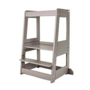 tiSsi®Stormy Grey Twin & Sibling Learning Tower – Adjustable Wooden Step Stool for Two Children. Eco-friendly, safe & stylish. Ships across Ireland & EU.