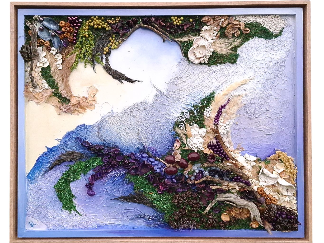 The Horizon of Roots – large original mixed media wall art, 80 x 64 cm framed sculptural artwork with natural textures, available for sale in Ireland.