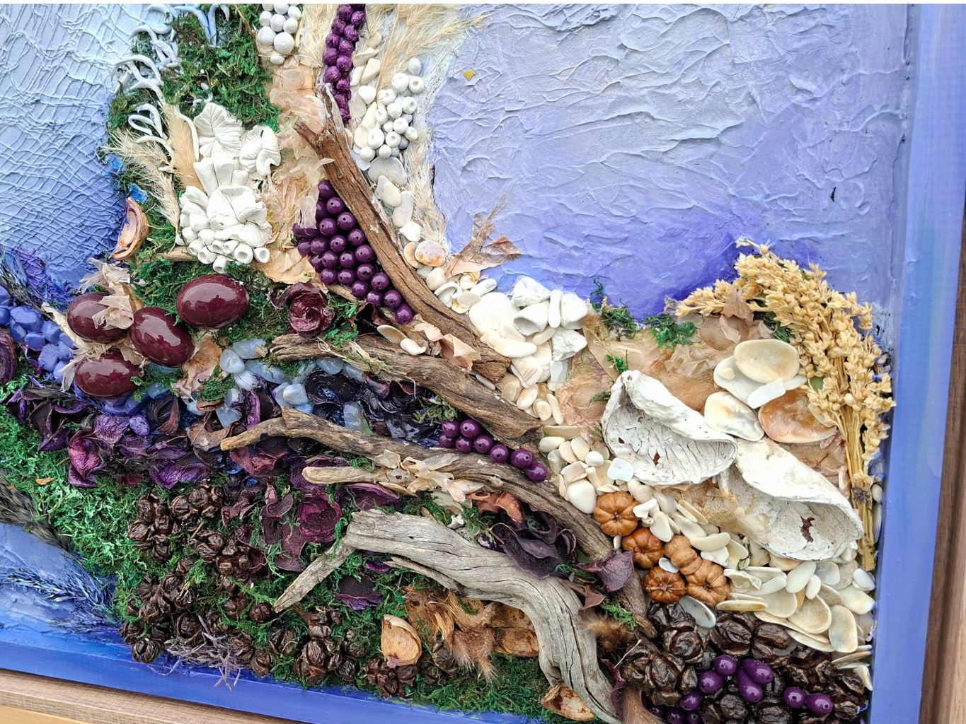 The Horizon of Roots – large original mixed media wall art, 80 x 64 cm framed sculptural artwork with natural textures, available for sale in Ireland.