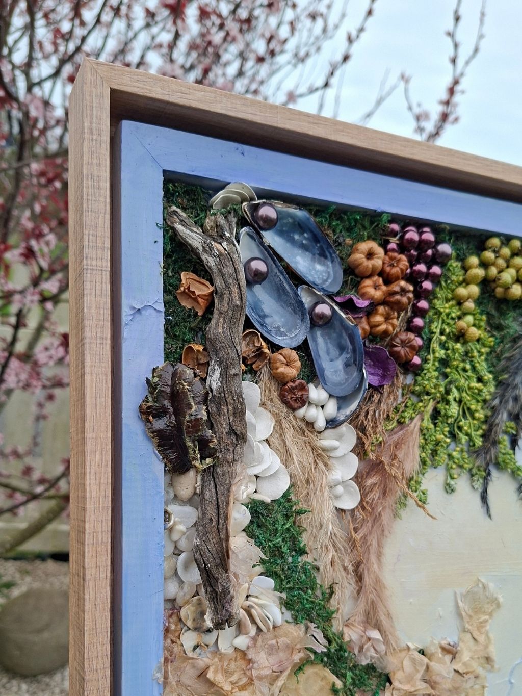 The Horizon of Roots – large original mixed media wall art, 80 x 64 cm framed sculptural artwork with natural textures, available for sale in Ireland.