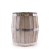 Beer Barrel Storage Stool Ireland – rustic whitewash wood barrel stool with hidden storage, ideal for home bars and garden rooms. Fast Ireland delivery.