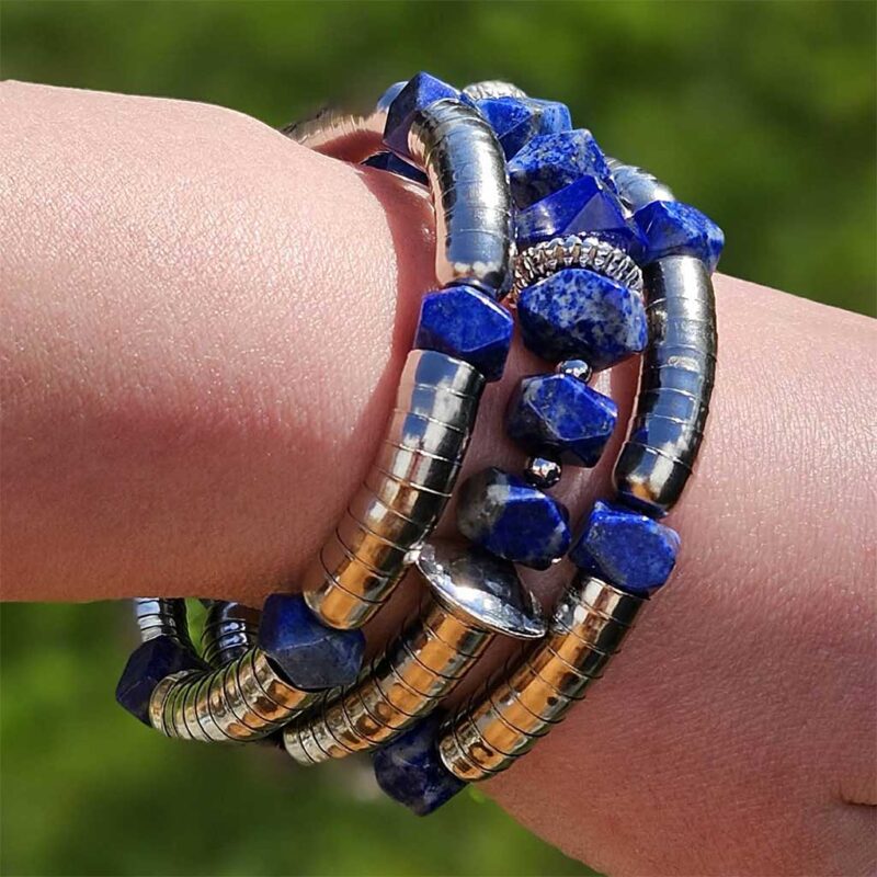 Royal lapis lazuli snake bone cuff bracelet. A bold handmade statement gift for her for birthdays, Christmas, anniversaries and special occasions.
