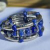 Royal lapis lazuli snake bone cuff bracelet. A bold handmade statement gift for her for birthdays, Christmas, anniversaries and special occasions.