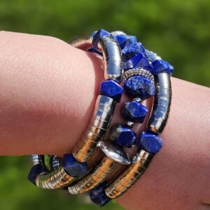 Royal lapis lazuli snake bone cuff bracelet. A bold handmade statement gift for her for birthdays, Christmas, anniversaries and special occasions.