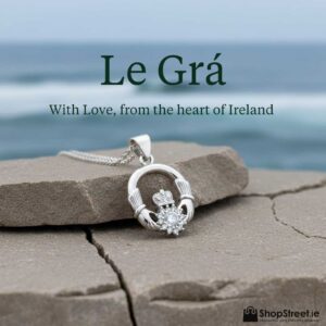 Irish Claddagh pendant necklace in sterling silver with clear CZ. Hallmarked in Dublin Castle, perfect gift for communion, confirmation, birthdays & everyday wear. Ships from Ireland via tracked An Post.
